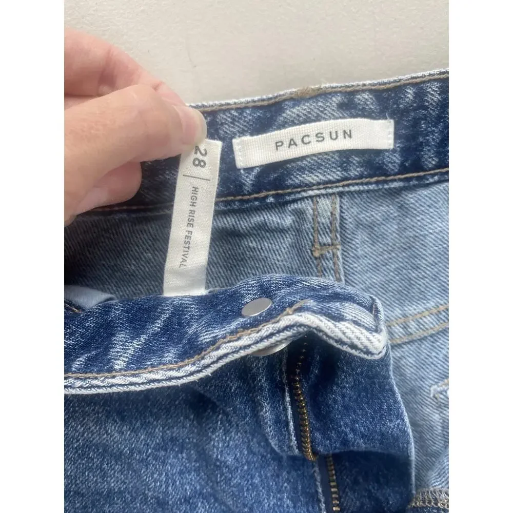 PacSun Shorts Womens Size 28 Dark Wash Casual Denim High Rise Festival Normcore